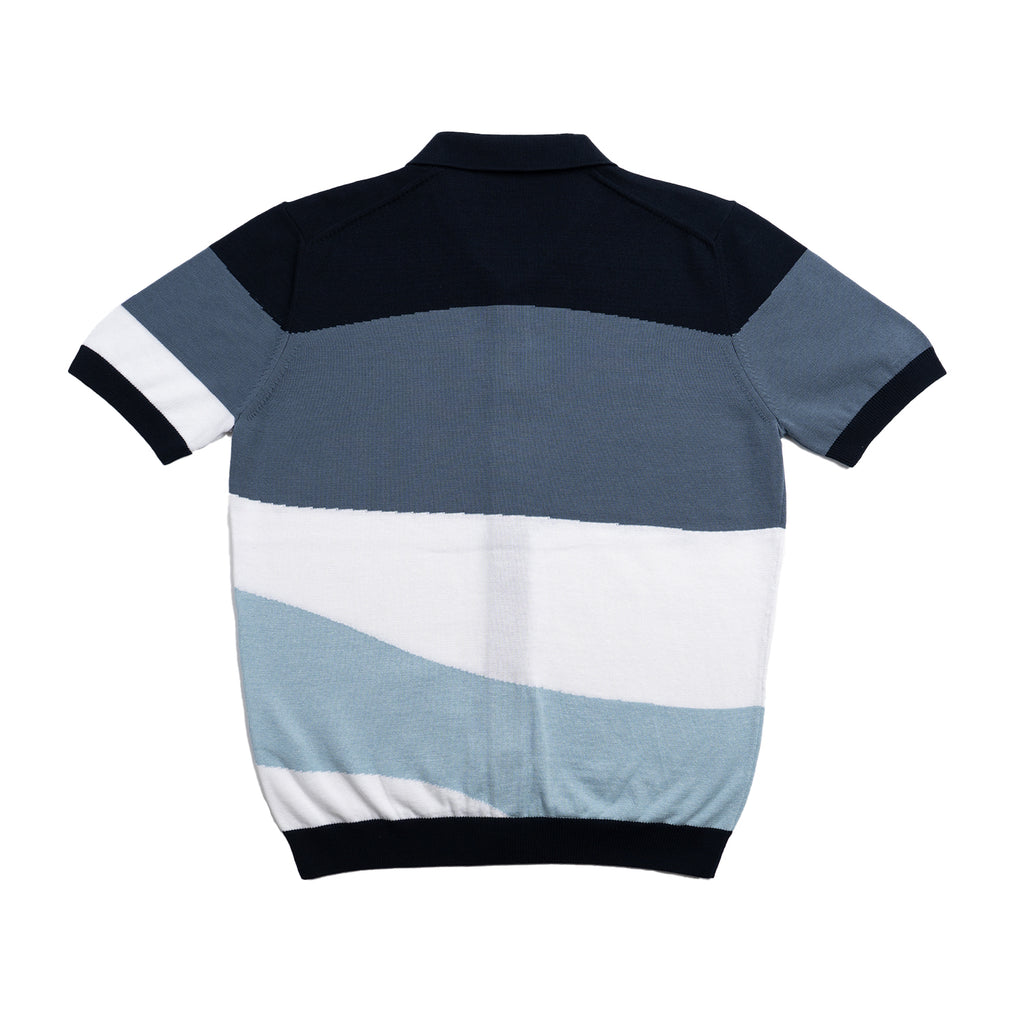 Sierra Knit Short Sleeve Button-Up Polo Shirt - Navy Eight-X