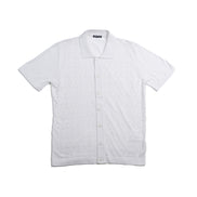 8X Monogram Short Sleeve Button Up Knit Polo Shirt - White Eight-X WHITE S