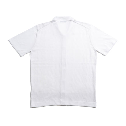 8X Monogram Short Sleeve Button Up Knit Polo Shirt - White Eight-X