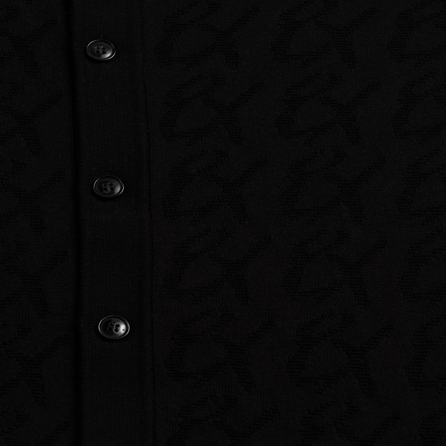 8X Monogram Short Sleeve Button Up Knit Polo Shirt - Black Eight-X