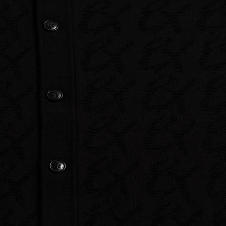 8X Monogram Short Sleeve Button Up Knit Polo Shirt - Black Eight-X