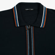 Contour Long Sleeve Two Way Zip Knit Sweater - Navy Eight-X
