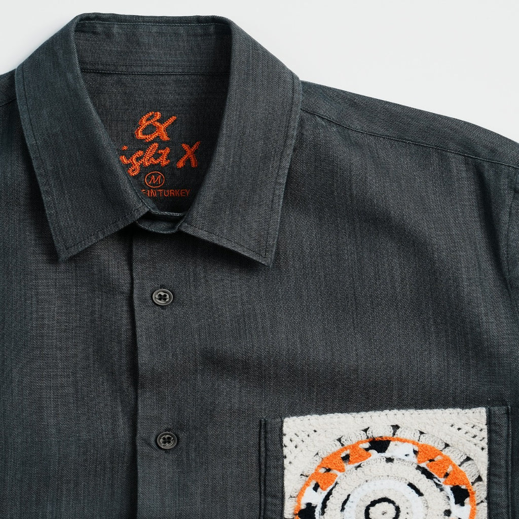 Noir Denim Long Sleeve Button Up Shirt Eight-X