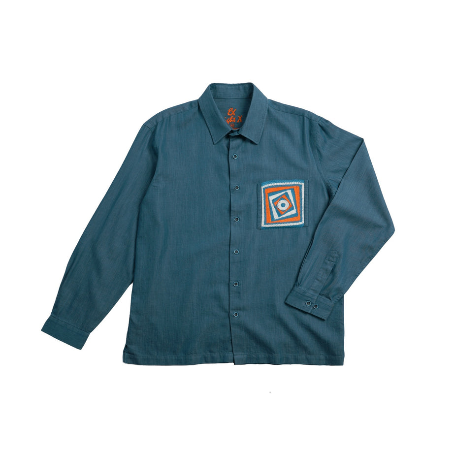 Indigo Denim Long Sleeve Button Up Shirt BLUE / S