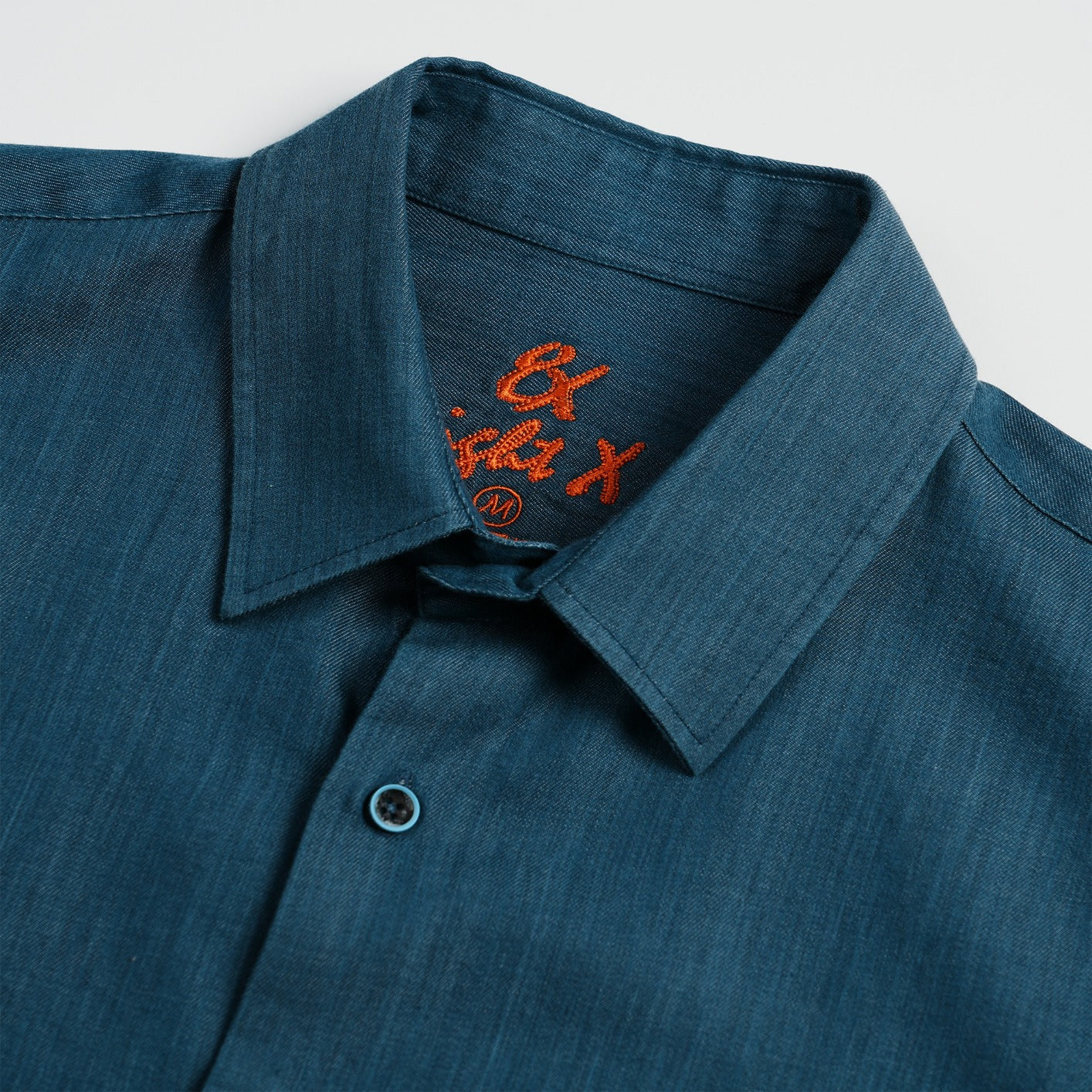 Indigo Denim Long Sleeve Button Up Shirt Eight-X