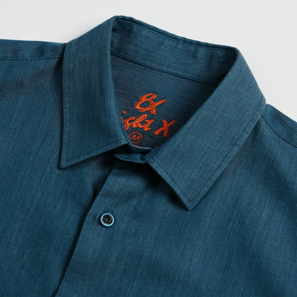 Indigo Denim Long Sleeve Button Up Shirt Eight-X