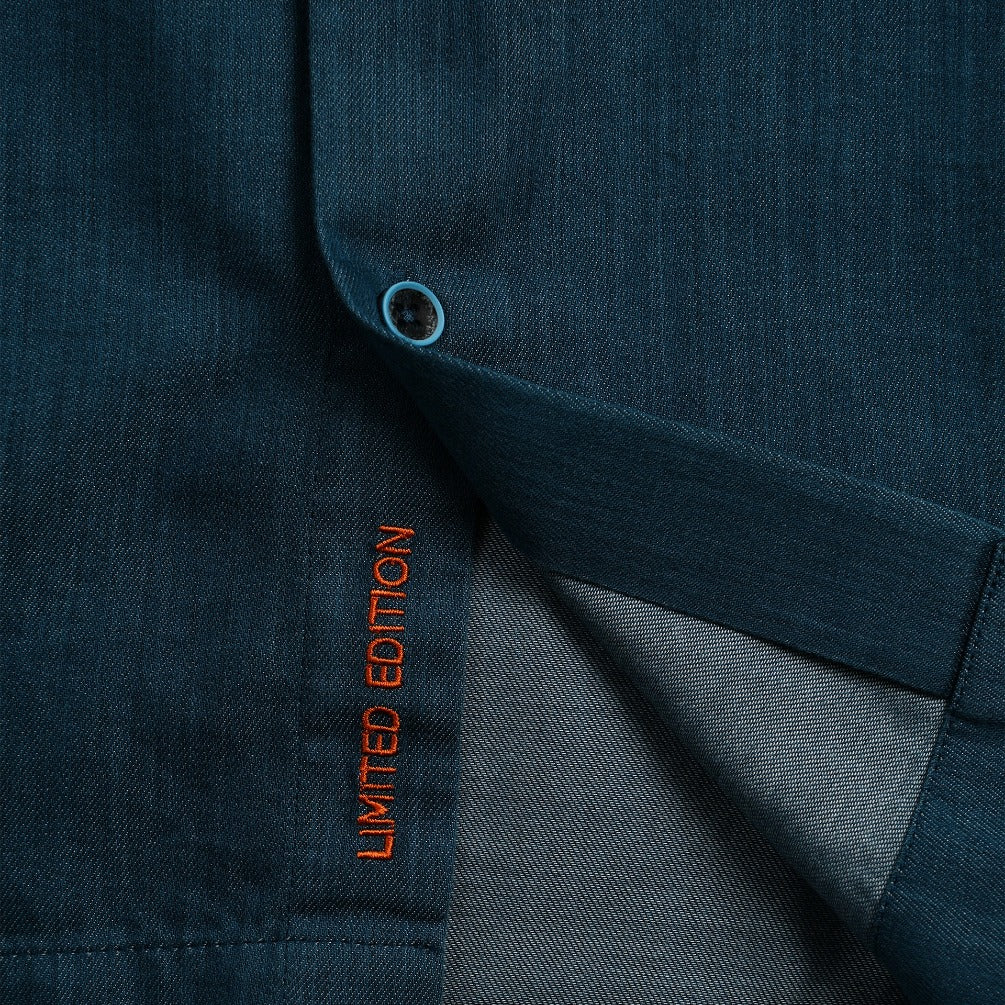 Indigo Denim Long Sleeve Button Up Shirt Eight-X