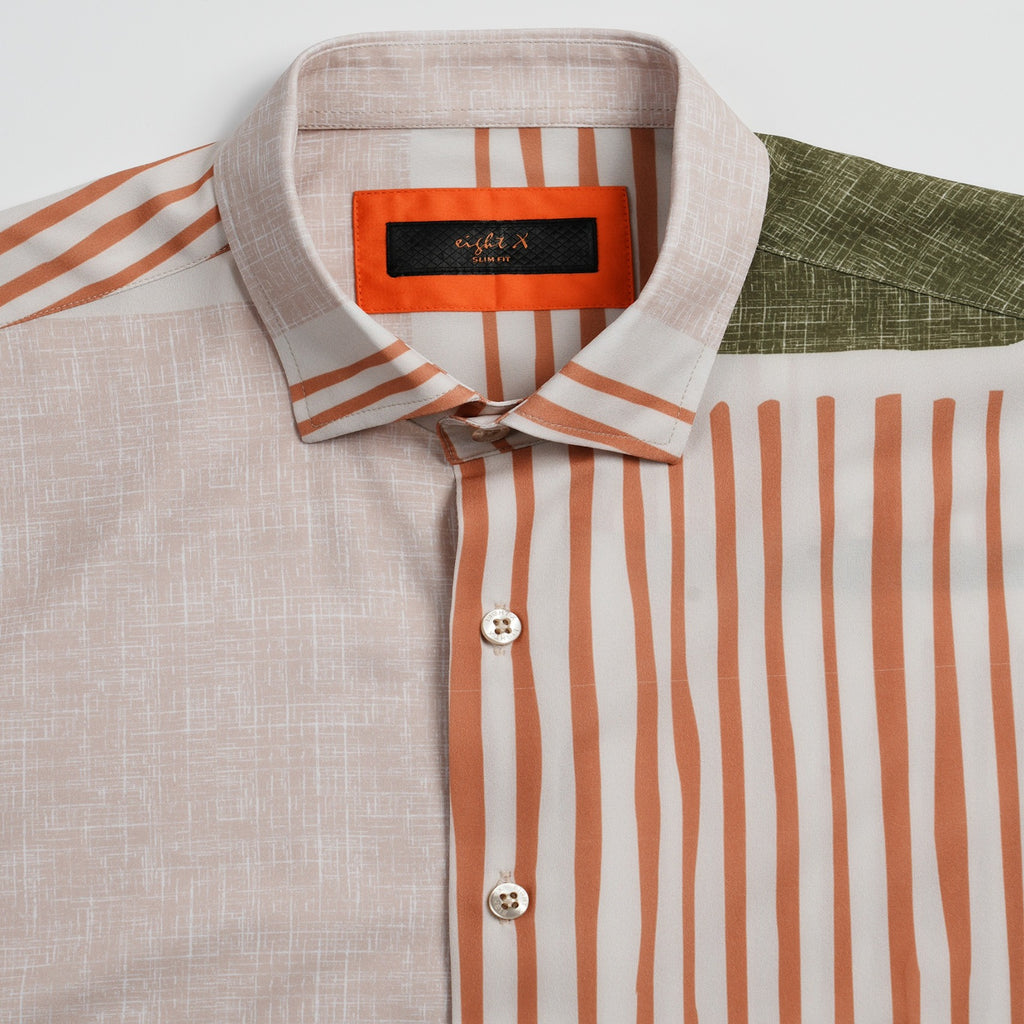 Echo Mixed Print Short Sleeve Button Up Shirt Eight-X