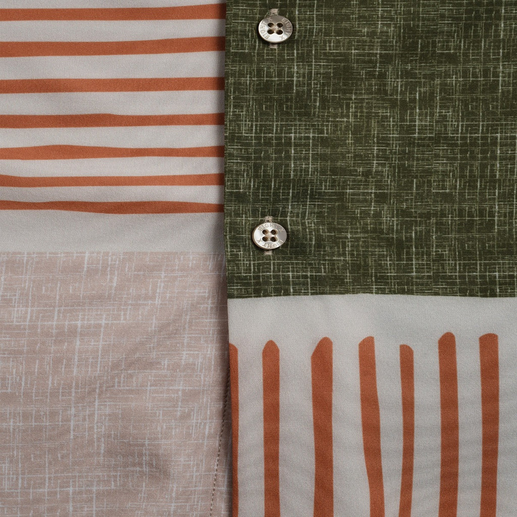 Echo Mixed Print Short Sleeve Button Up Shirt Eight-X