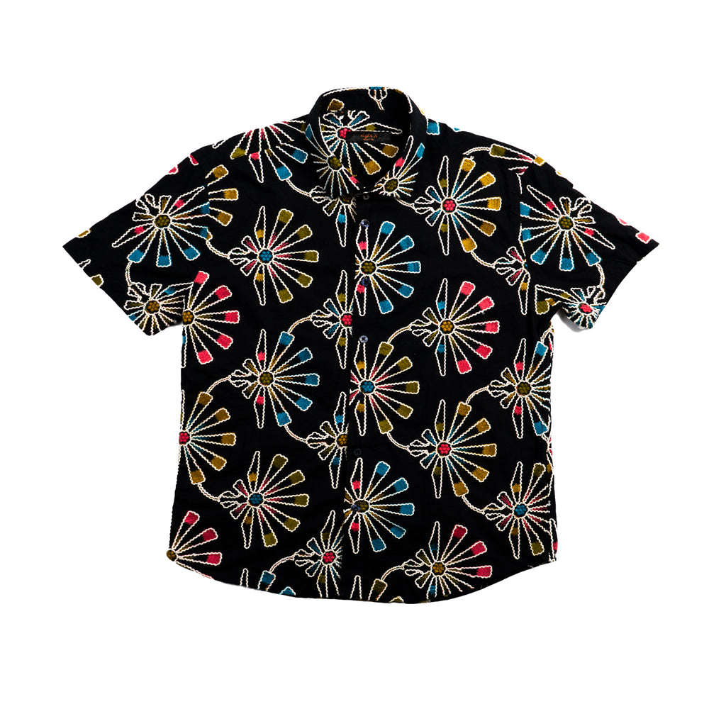 Soleil Fleur Artisan Short Sleeve Button Up Shirt Eight-X MULTI S