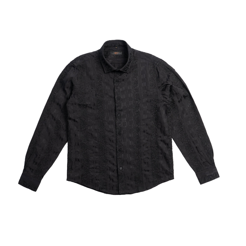 Kavir Artisan Long Sleeve Button Up Shirt Eight-X BLACK S