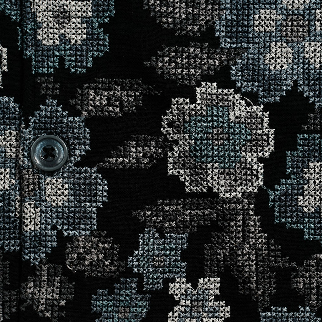 Pixel Bloom Artisan Short Sleeve Button Up Shirt Eight-X