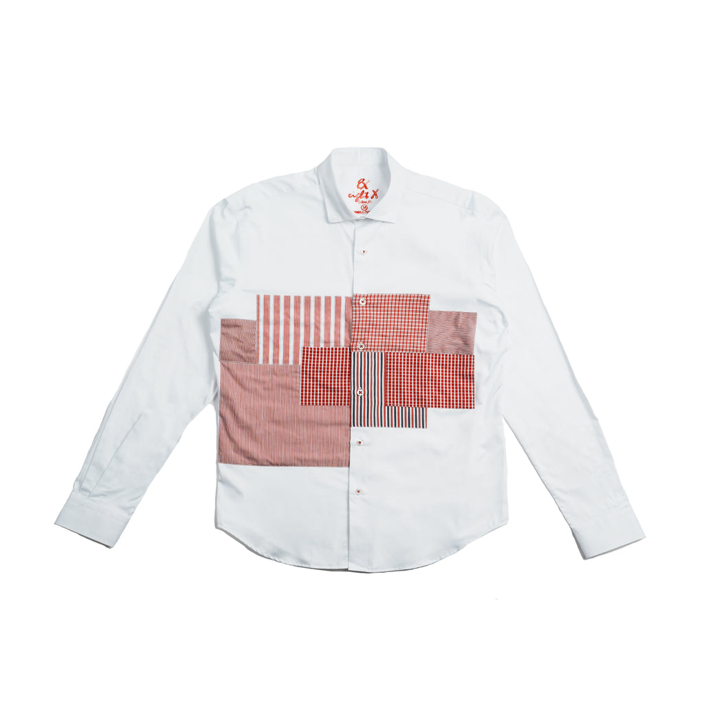 Scarlet Panel Long Sleeve Button Up Shirt Eight-X WHITE S