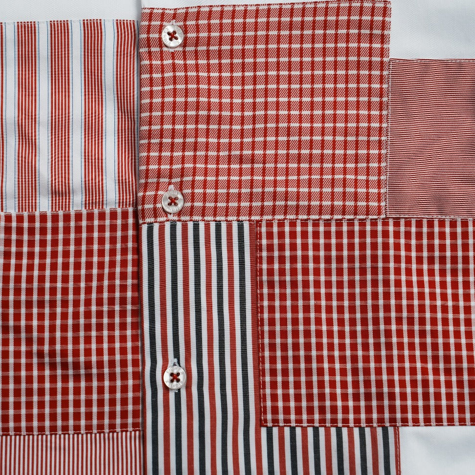 Scarlet Panel Long Sleeve Button Up Shirt Eight-X