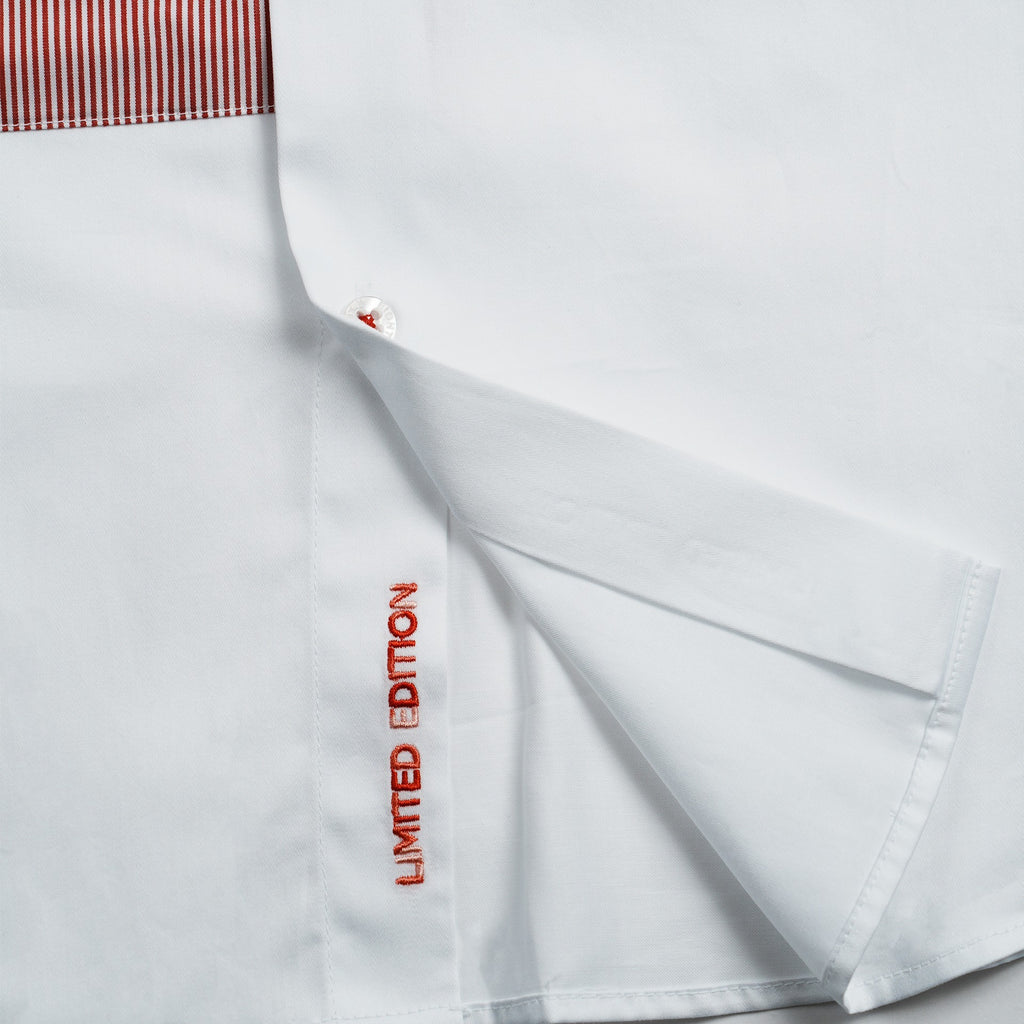 Scarlet Panel Long Sleeve Button Up Shirt Eight-X