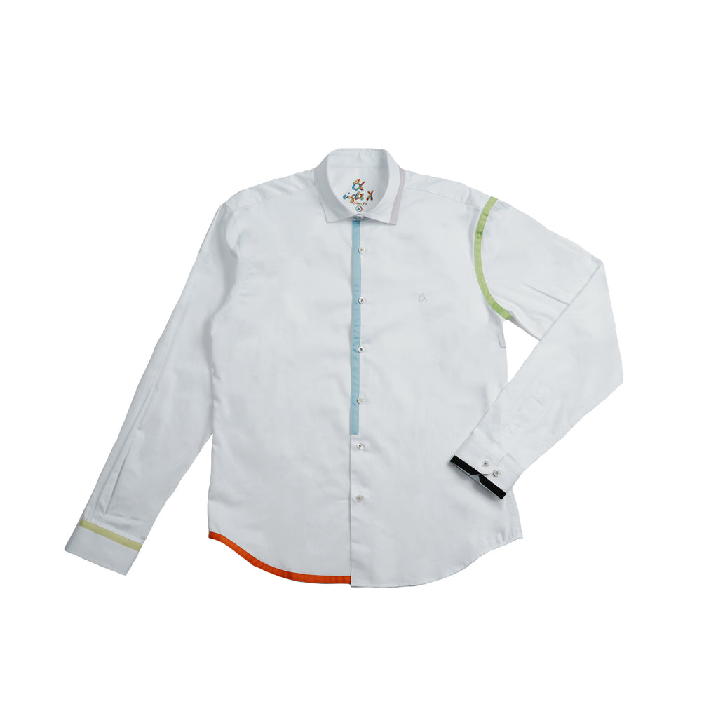 The Prism Long Sleeve Button Up Shirt Eight-X WHITE S