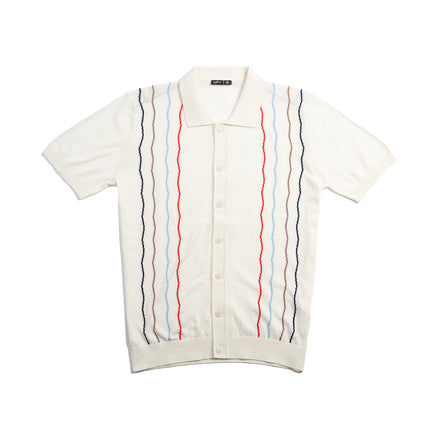 Oro Knit Short Sleeve Button-Up Polo Shirt Eight-X MULTI S