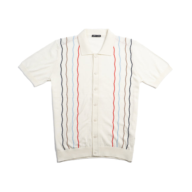 Oro Knit Short Sleeve Button-Up Polo Shirt Eight-X MULTI S