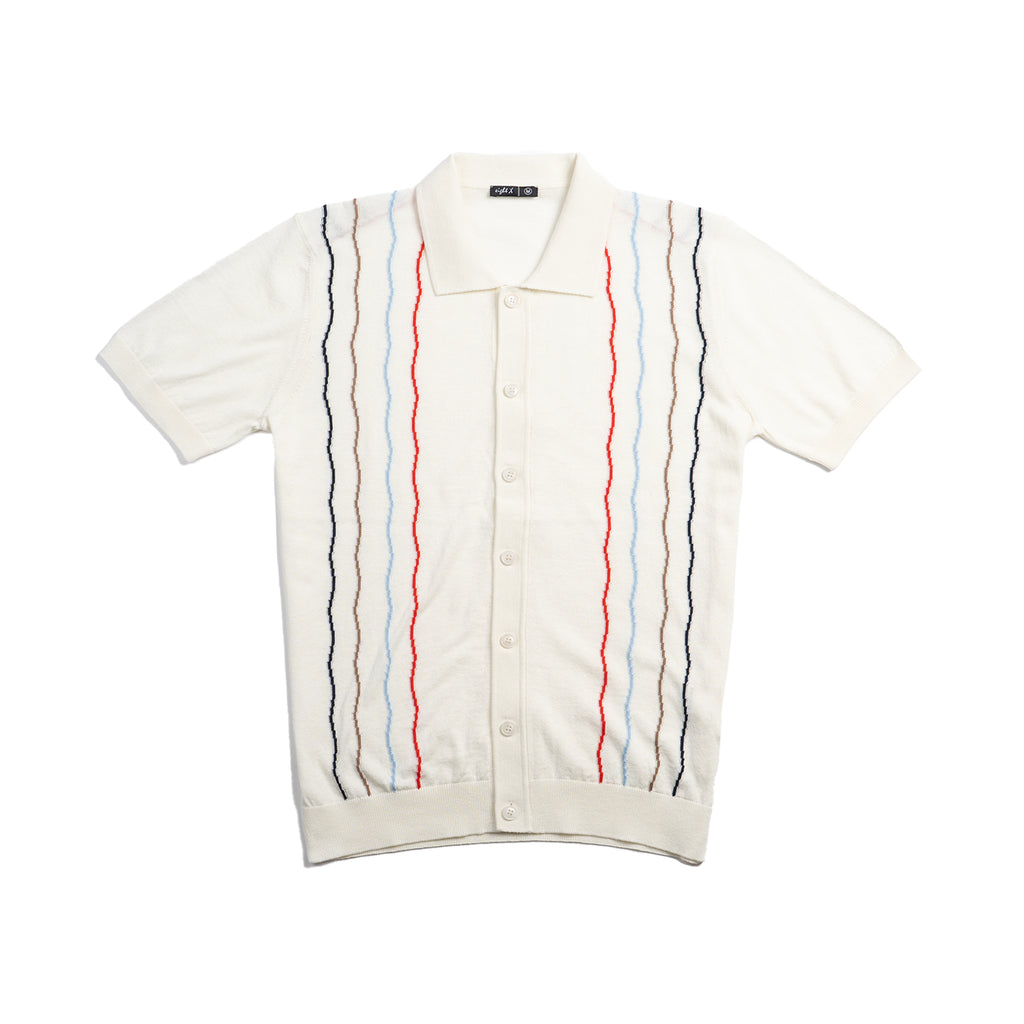 Oro Knit Short Sleeve Button-Up Polo Shirt Eight-X MULTI S
