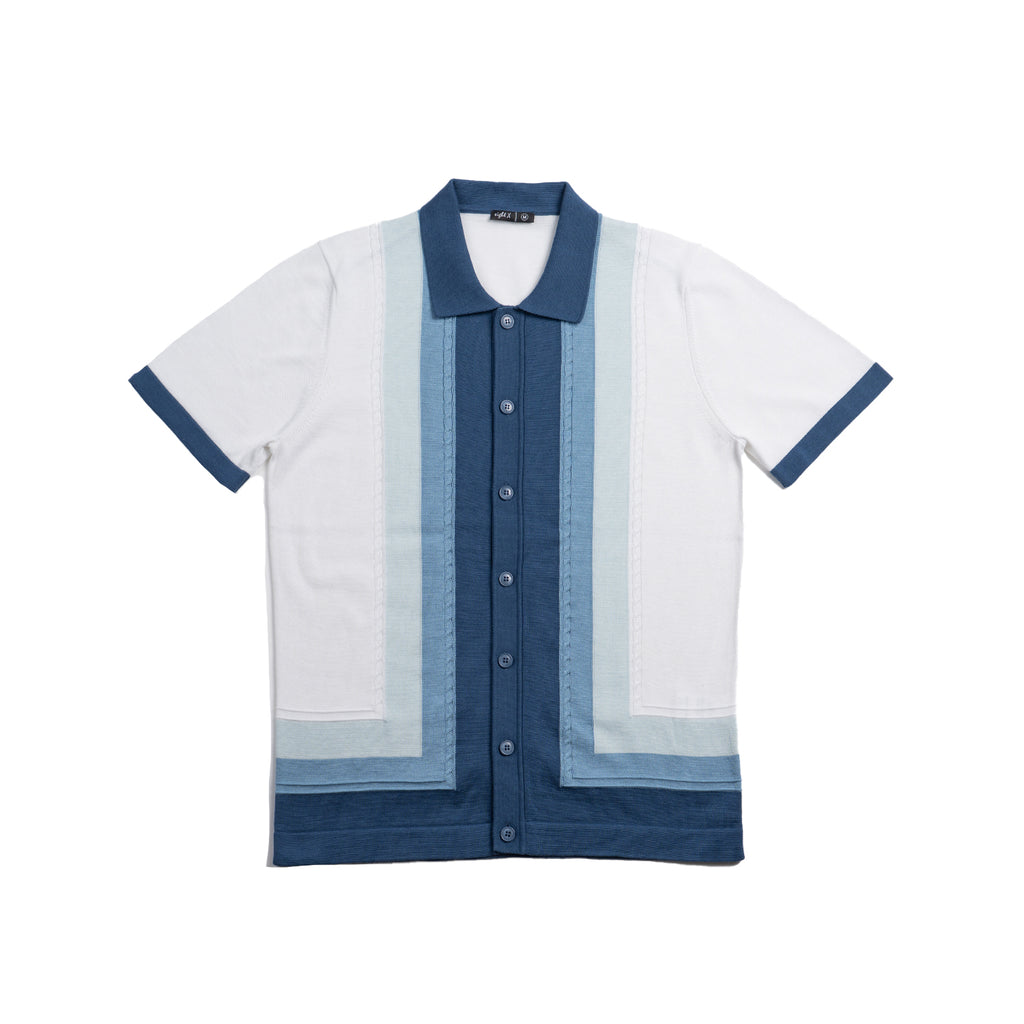 Helm Short Sleeve Button-Up Knit Polo Shirt Eight-X WHITE S