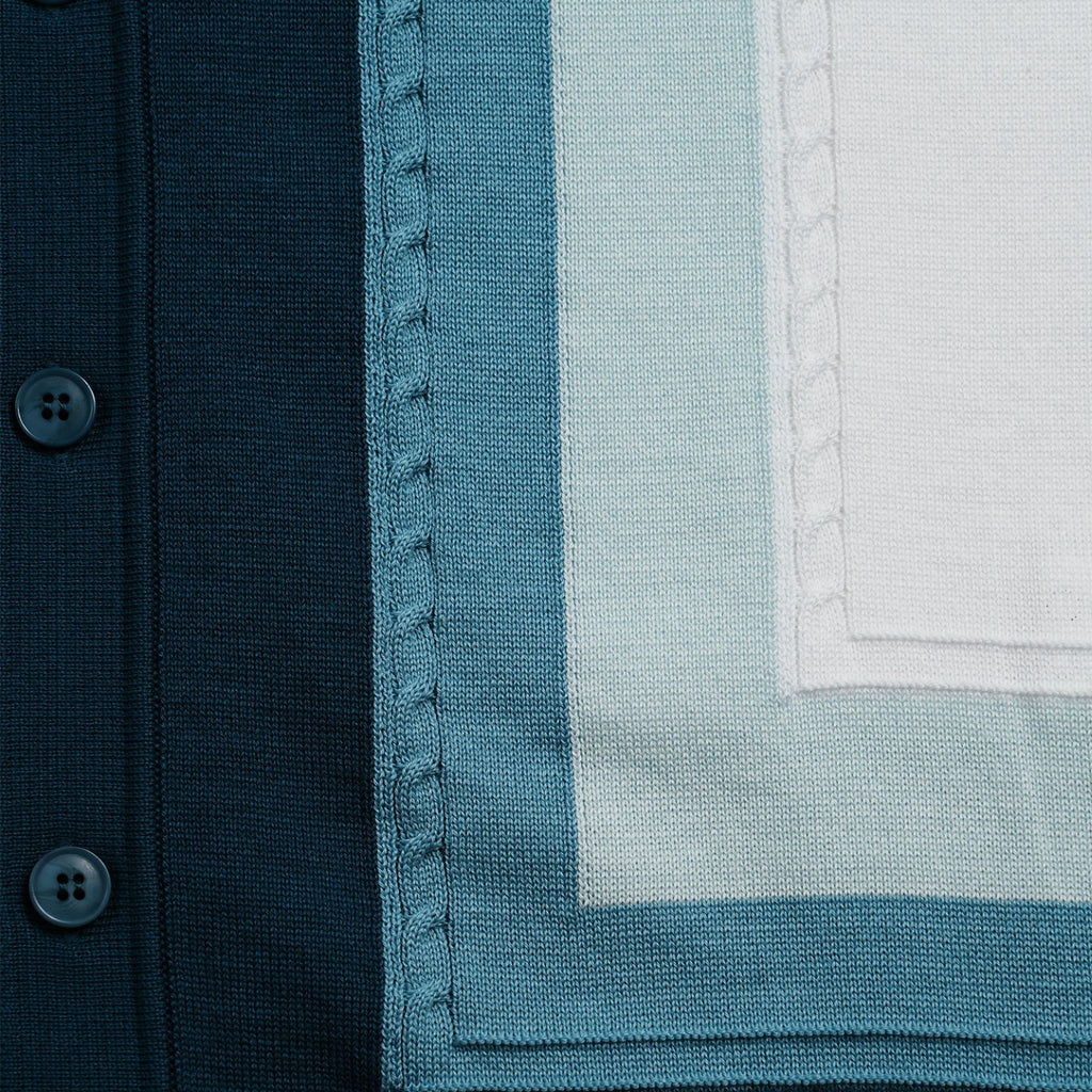 Helm Short Sleeve Button-Up Knit Polo Shirt Eight-X