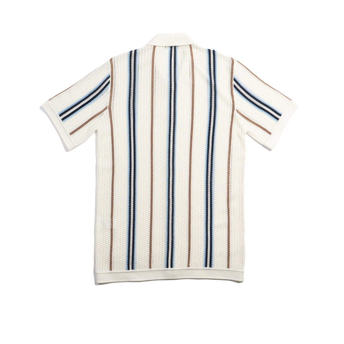 Fisherman Crochet Short Sleeve Button-Up Polo Shirt Eight-X