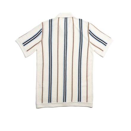 Fisherman Crochet Short Sleeve Button-Up Polo Shirt Eight-X