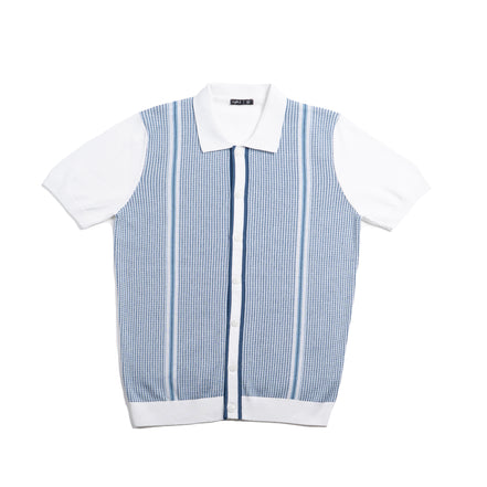 Harrison Knit Short Sleeve Button-Up Polo Shirt Eight-X WHITE S