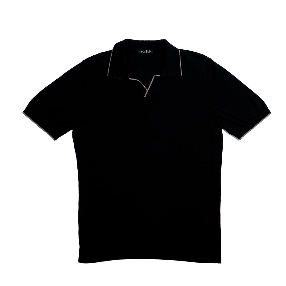 Sable Short Sleeve Knit Polo – Black – Eight-X
