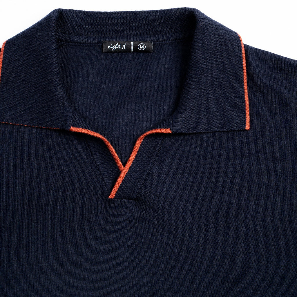 Sable Short Sleeve Knit Polo - Navy Eight-X