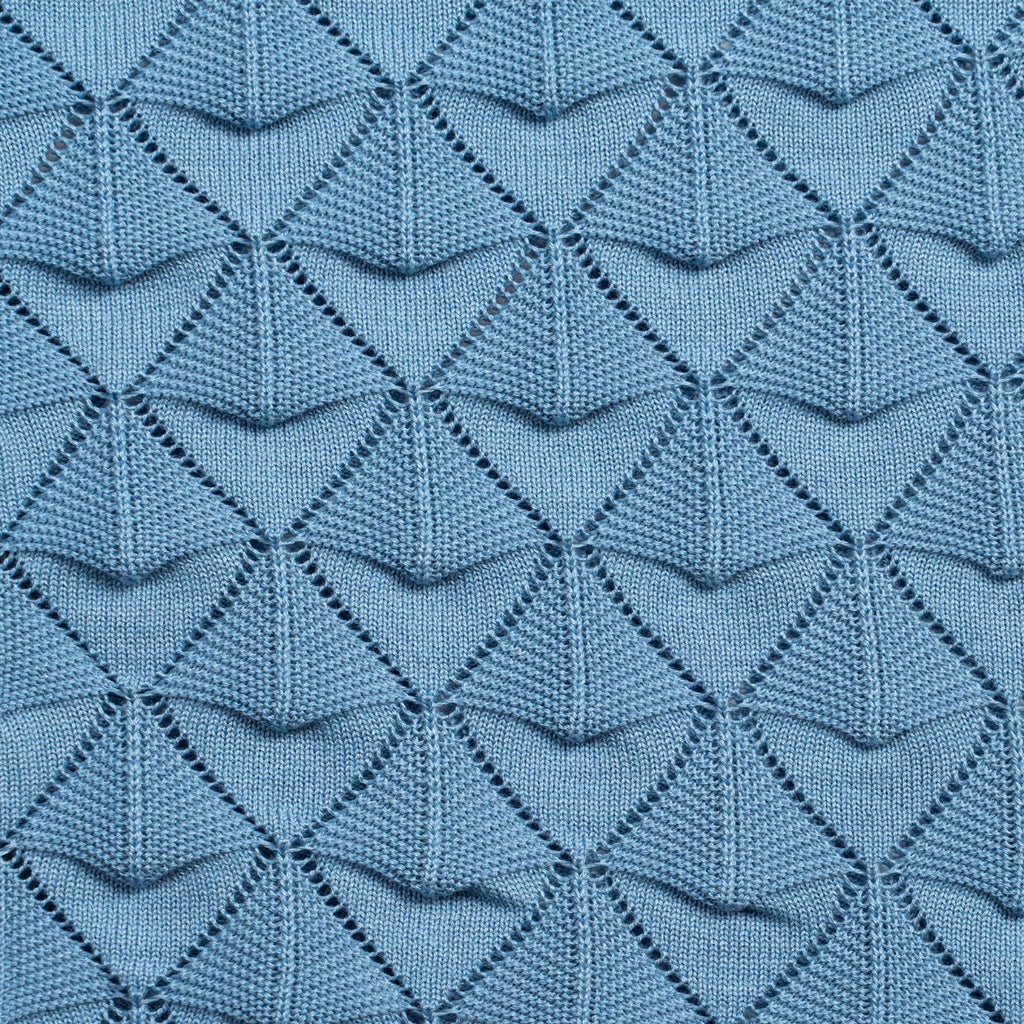 Spire Crochet Short Sleeve Button Up Polo Shirt - Blue Eight-X