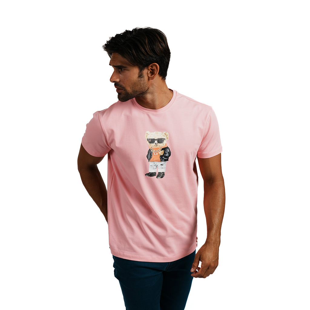 SoCal Icon Bear Graphic T-Shirt - Pink Eight-X
