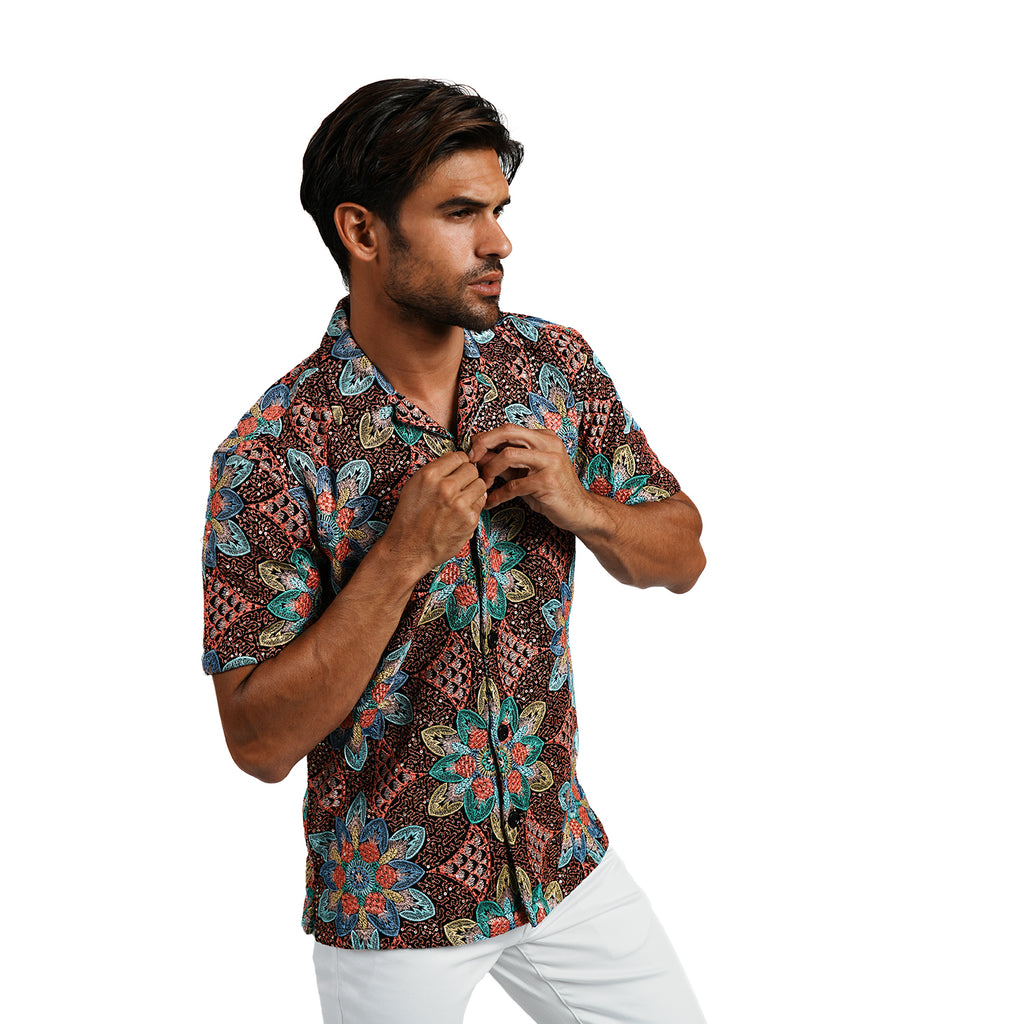 Soraya Artisan Short Sleeve Button Up Shirt Eight-X