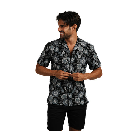 Pixel Bloom Artisan Short Sleeve Button Up Shirt Eight-X