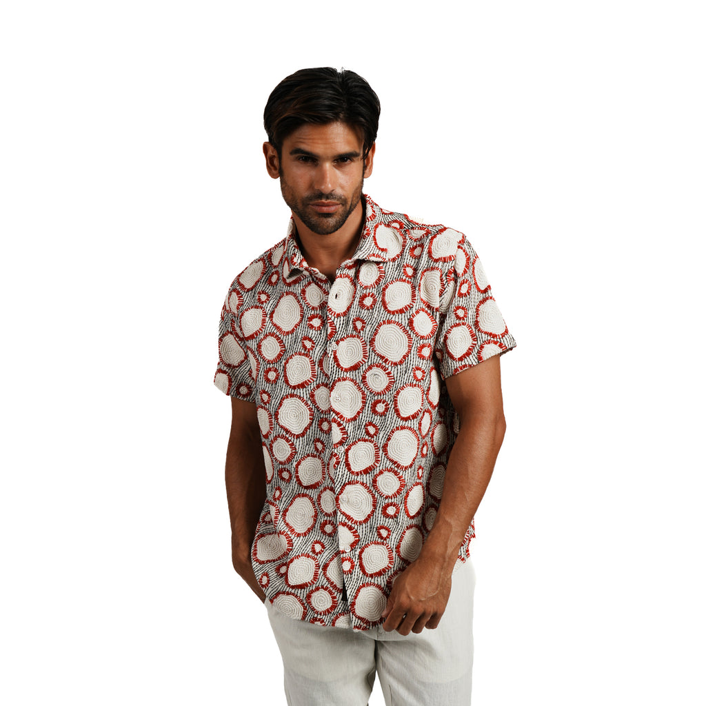 Woven Trace Artisan Short Sleeve Button Up Shirt Eight-X