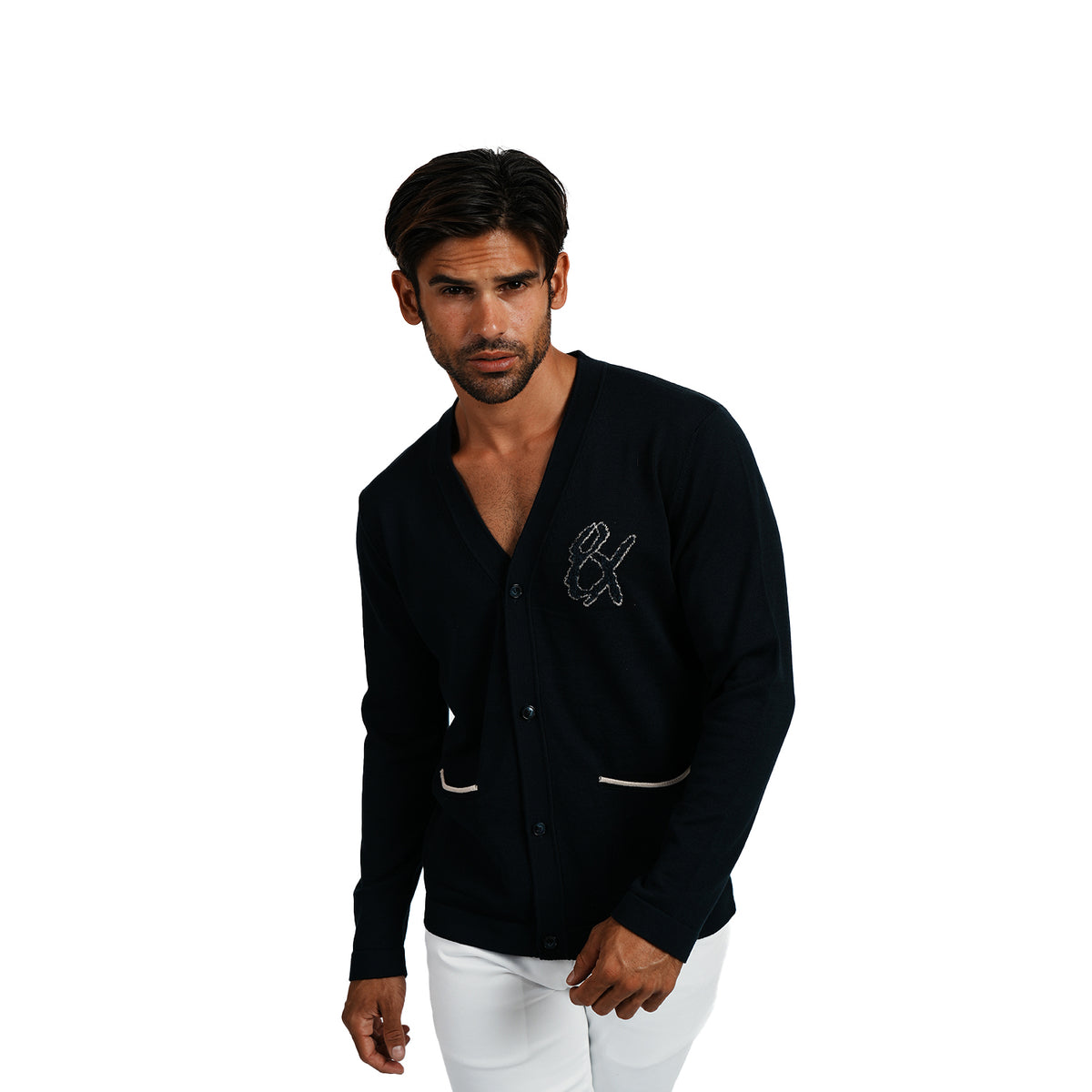 8x Varsity Knit Long Sleeve Button-Up Cardigan Eight-X