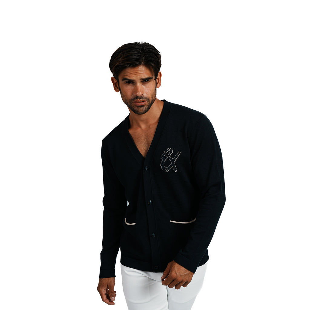 8x Varsity Knit Long Sleeve Button-Up Cardigan Eight-X