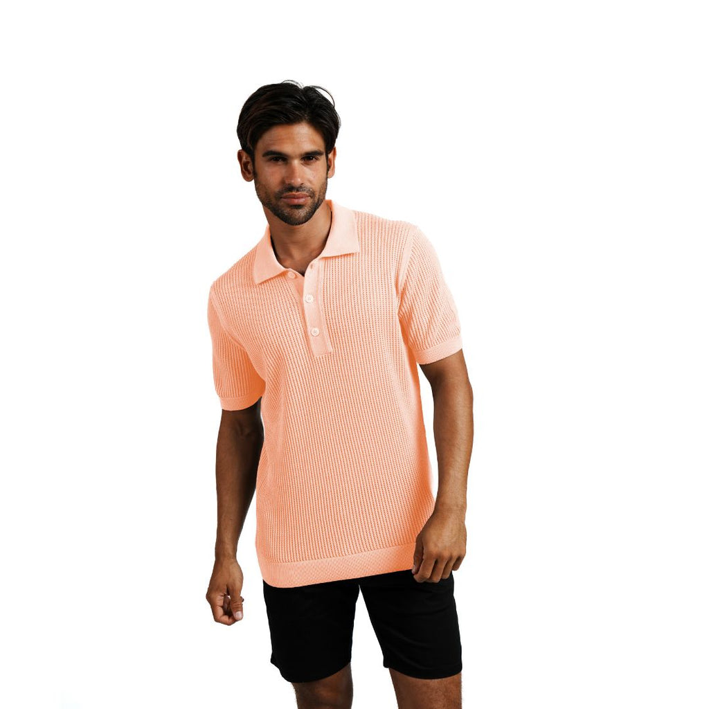 Zephyr Short Sleeve Button Up Crochet Shirt - Pink Eight-X