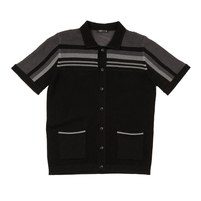 Foundation Crochet Button Up Shirt - Black Button Up Shirts Eight-X BLACK S