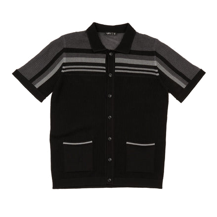 Foundation Crochet Button Up Shirt - Black Button Up Shirts Eight-X BLACK S