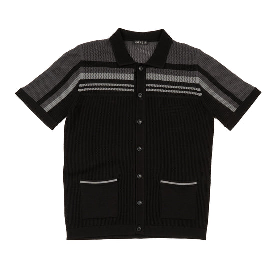 Foundation Crochet Button Up Shirt - Black Button Up Shirts Eight-X BLACK S