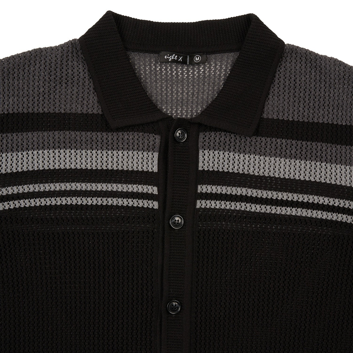 Foundation Crochet Button Up Shirt - Black Button Up Shirts Eight-X