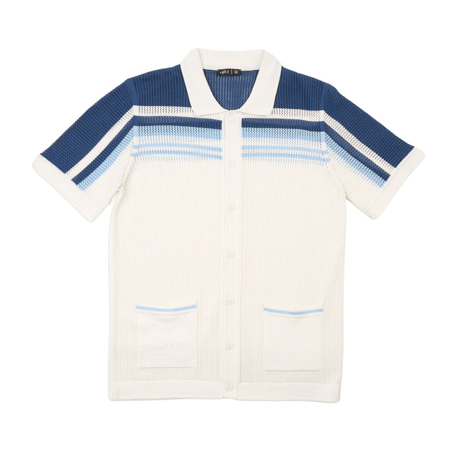 Foundation Crochet Button Up Shirt - Blue Button Up Shirts Eight-X BLUE S