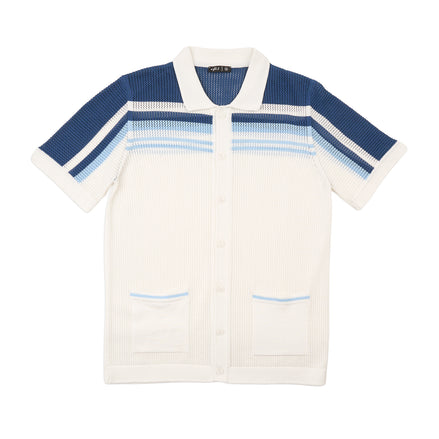 Foundation Crochet Button Up Shirt - Blue Button Up Shirts Eight-X BLUE S
