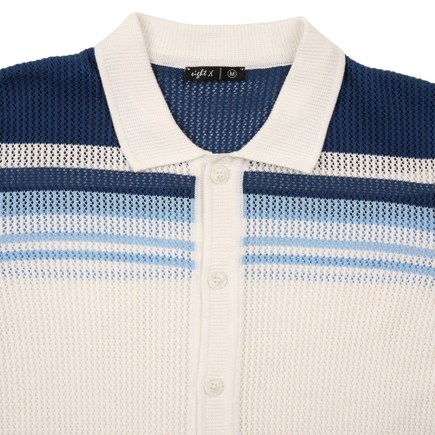 Foundation Crochet Button Up Shirt - Blue Button Up Shirts Eight-X