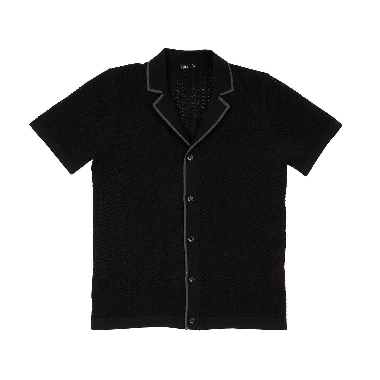 Essential Crochet Button Up Shirt - Black Button Up Shirts Eight-X BLACK S