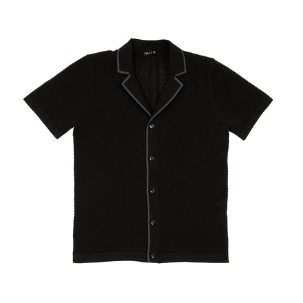 Essential Crochet Button Up Shirt - Black Button Up Shirts Eight-X BLACK S