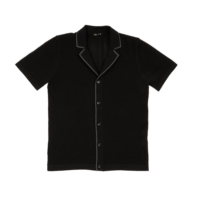 Essential Crochet Button Up Shirt - Black Button Up Shirts Eight-X BLACK S