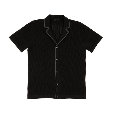 Essential Crochet Button Up Shirt - Black Button Up Shirts Eight-X BLACK S
