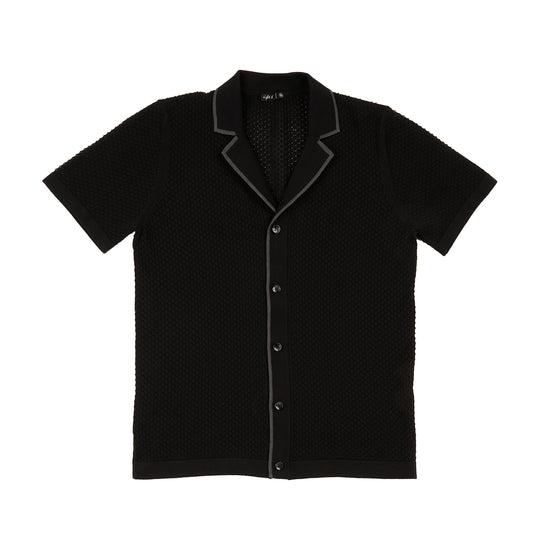 Essential Crochet Button Up Shirt - Black Button Up Shirts Eight-X BLACK S
